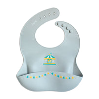 Silicone Baby Bib | Merry-Go-Round - Grey