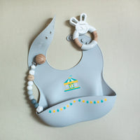 Silicone Baby Bib | Merry-Go-Round - Grey